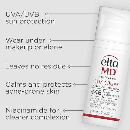 EltaMD UV Clear Face Sunscreen SPF 46 propried